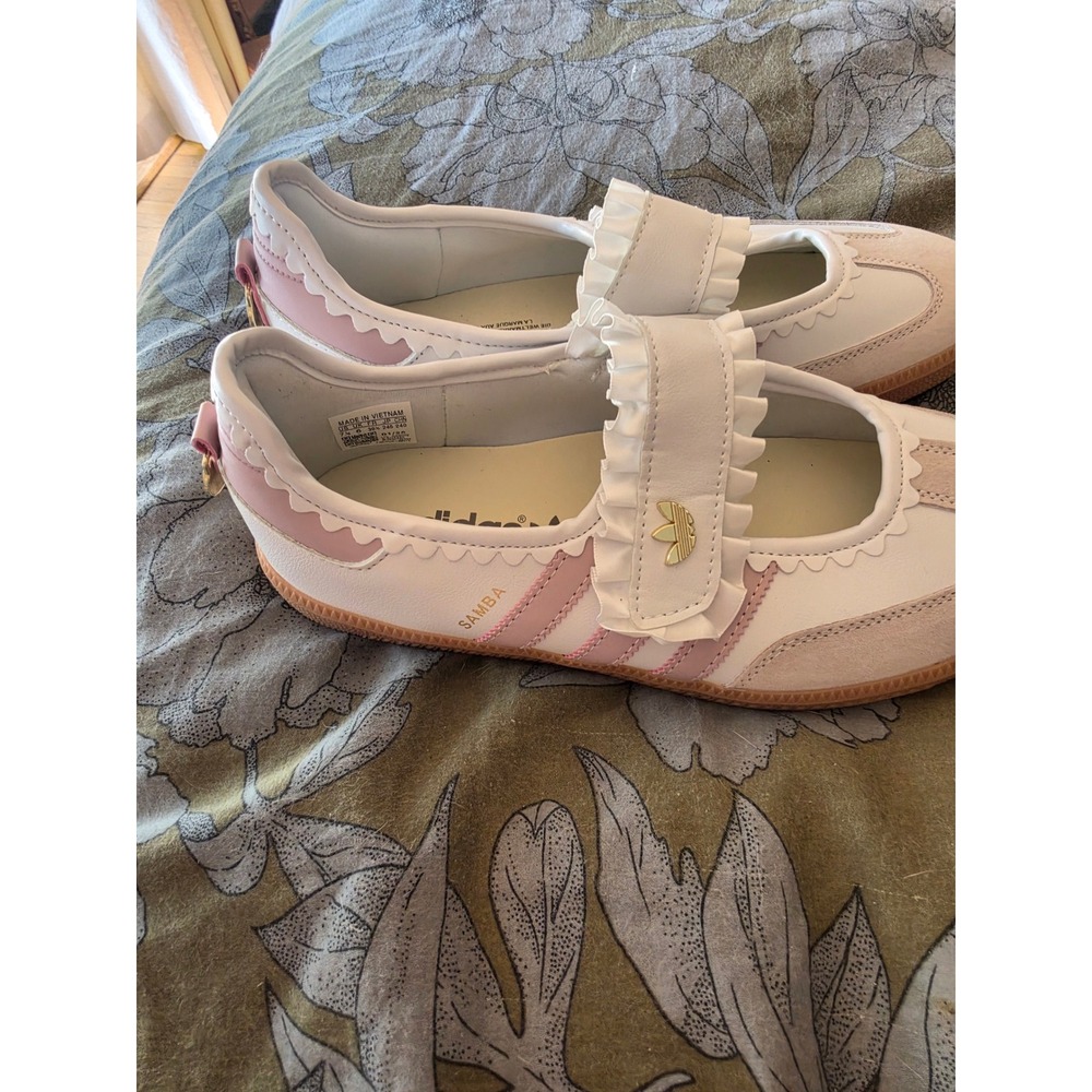 Adidas Samba Rose Mary Jane White Pink Heart Sneakers IH0015 Women's Size 7.5